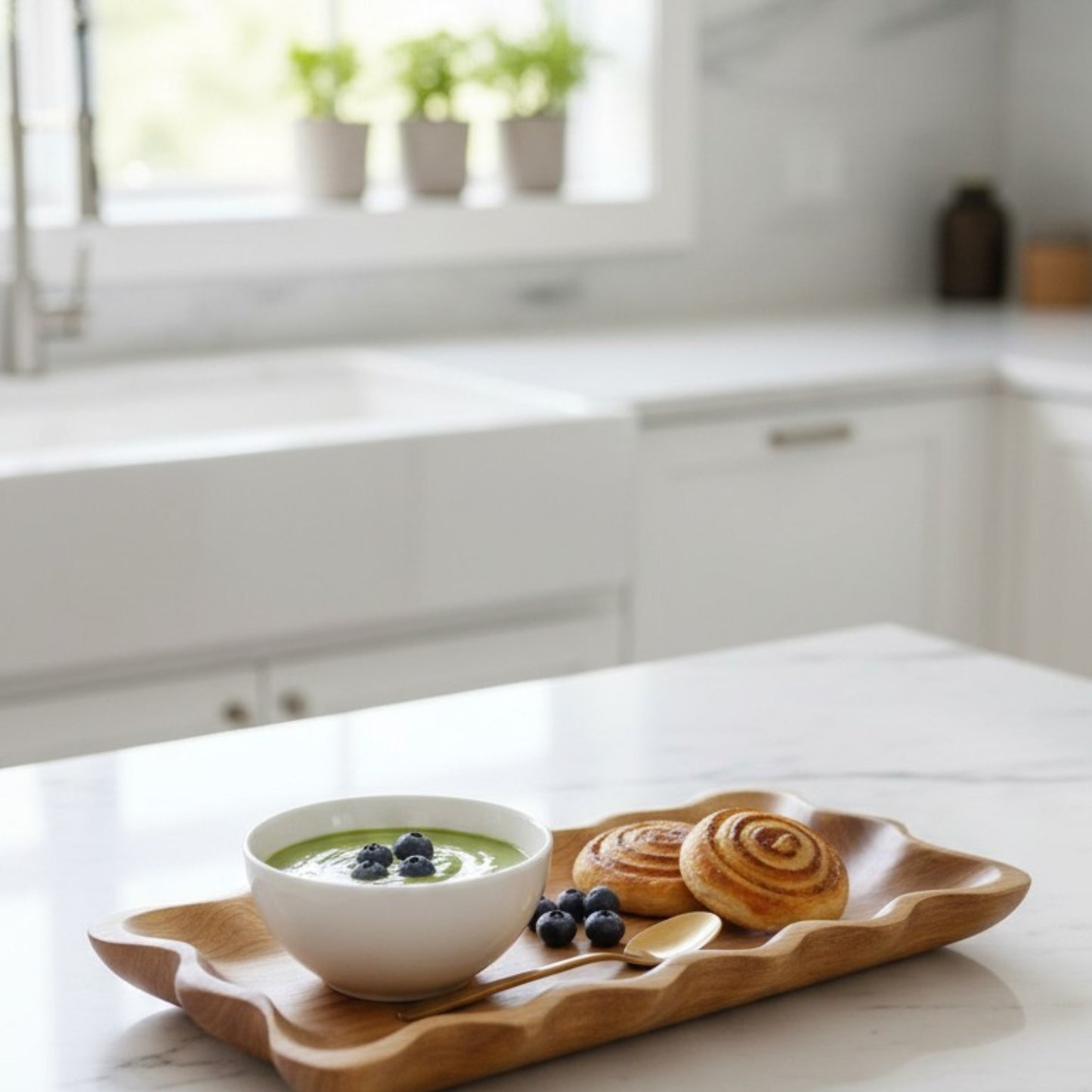 Handcrafted Wavy Edge Wooden Tray