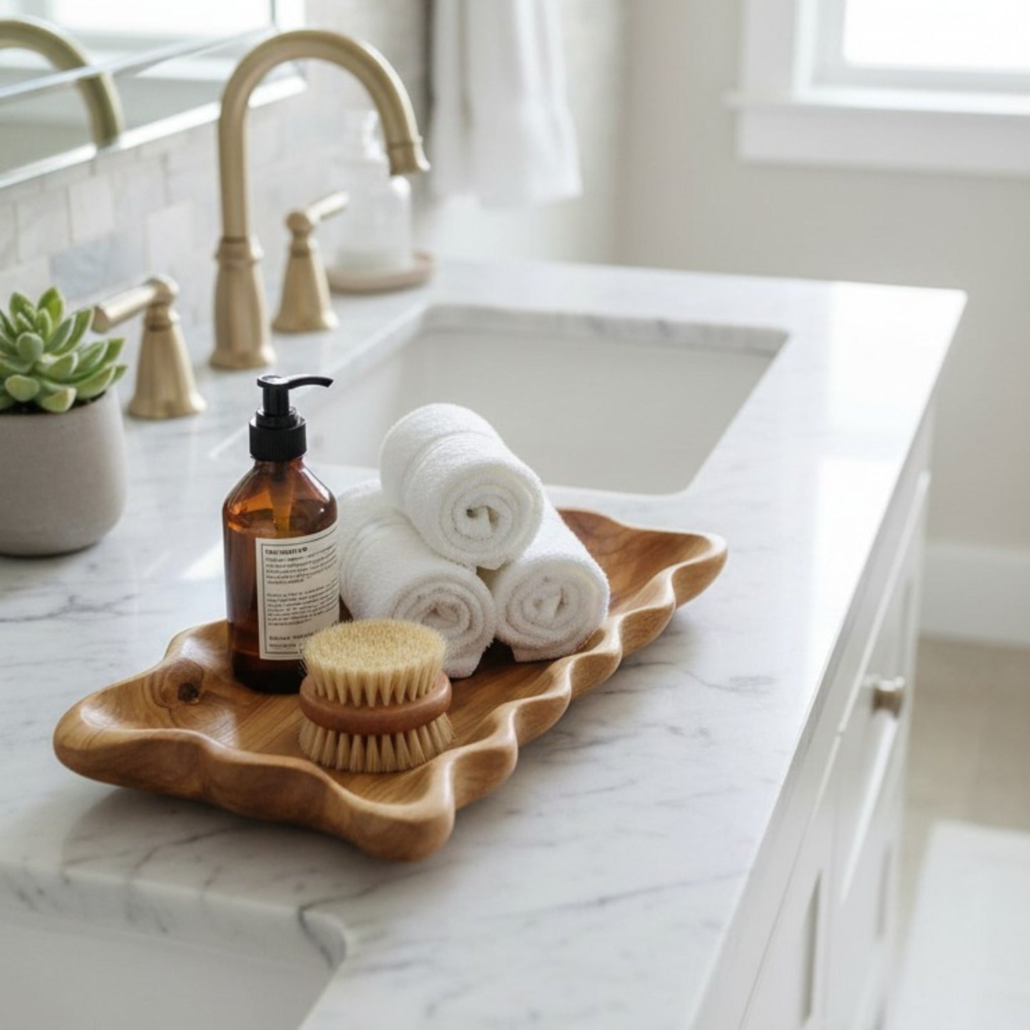 Handcrafted Wavy Edge Wooden Tray