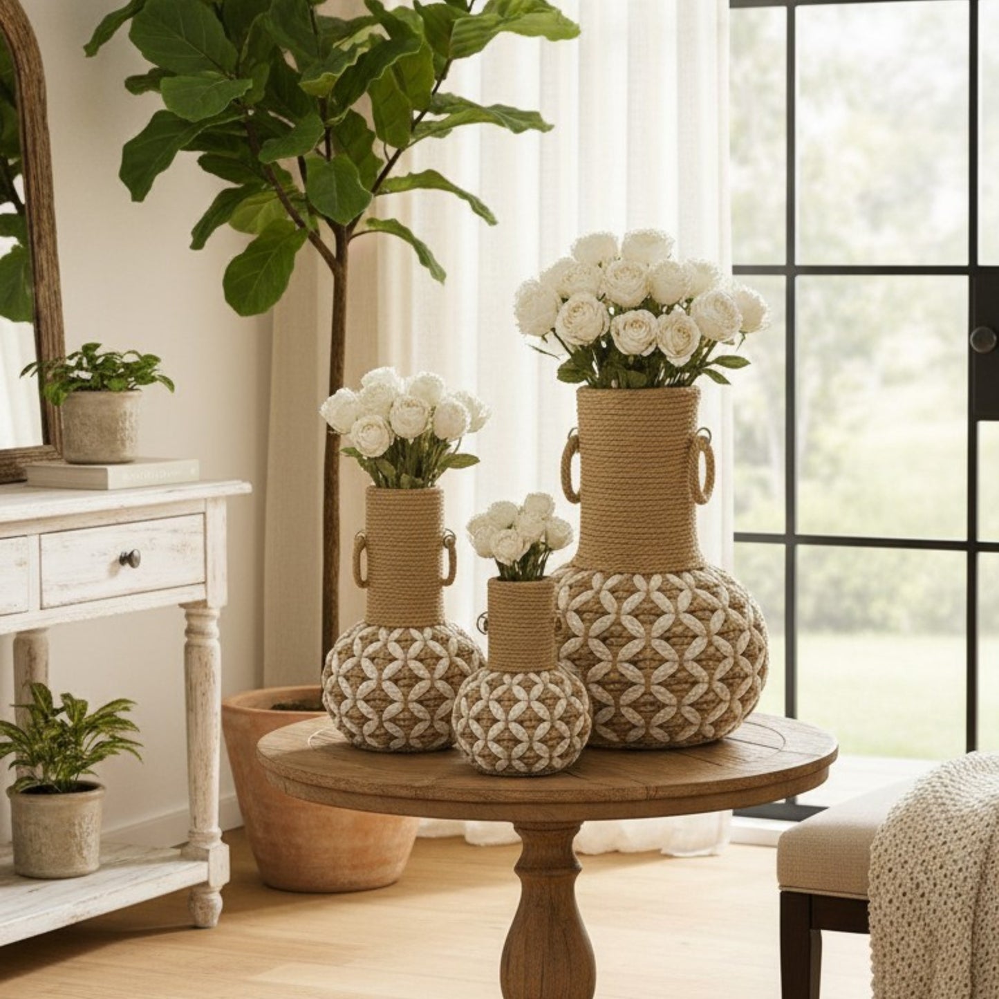 Handwoven Rope Decorative Vases - medium size