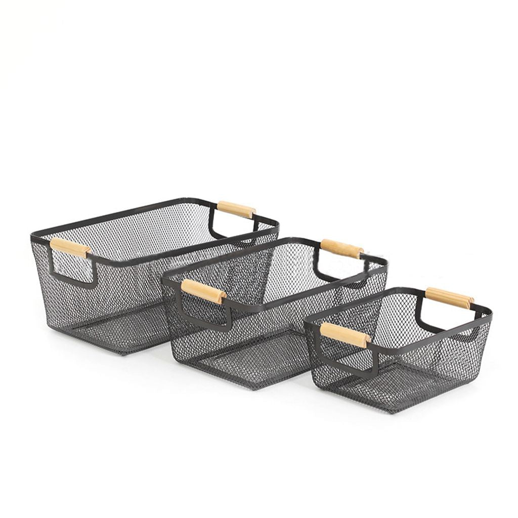 Black Metal Mesh Storage Baskets