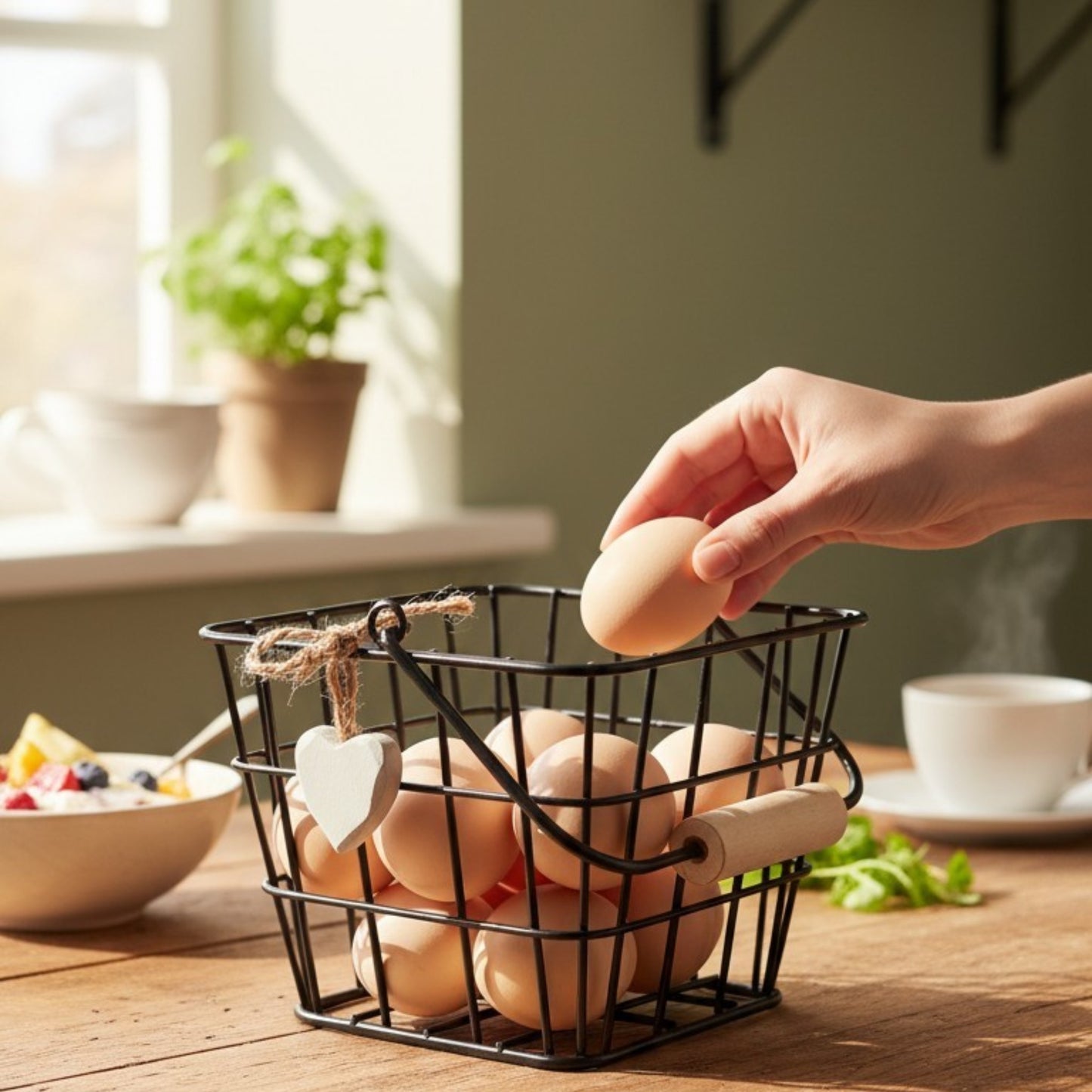 Heart Charm Wire Egg Basket