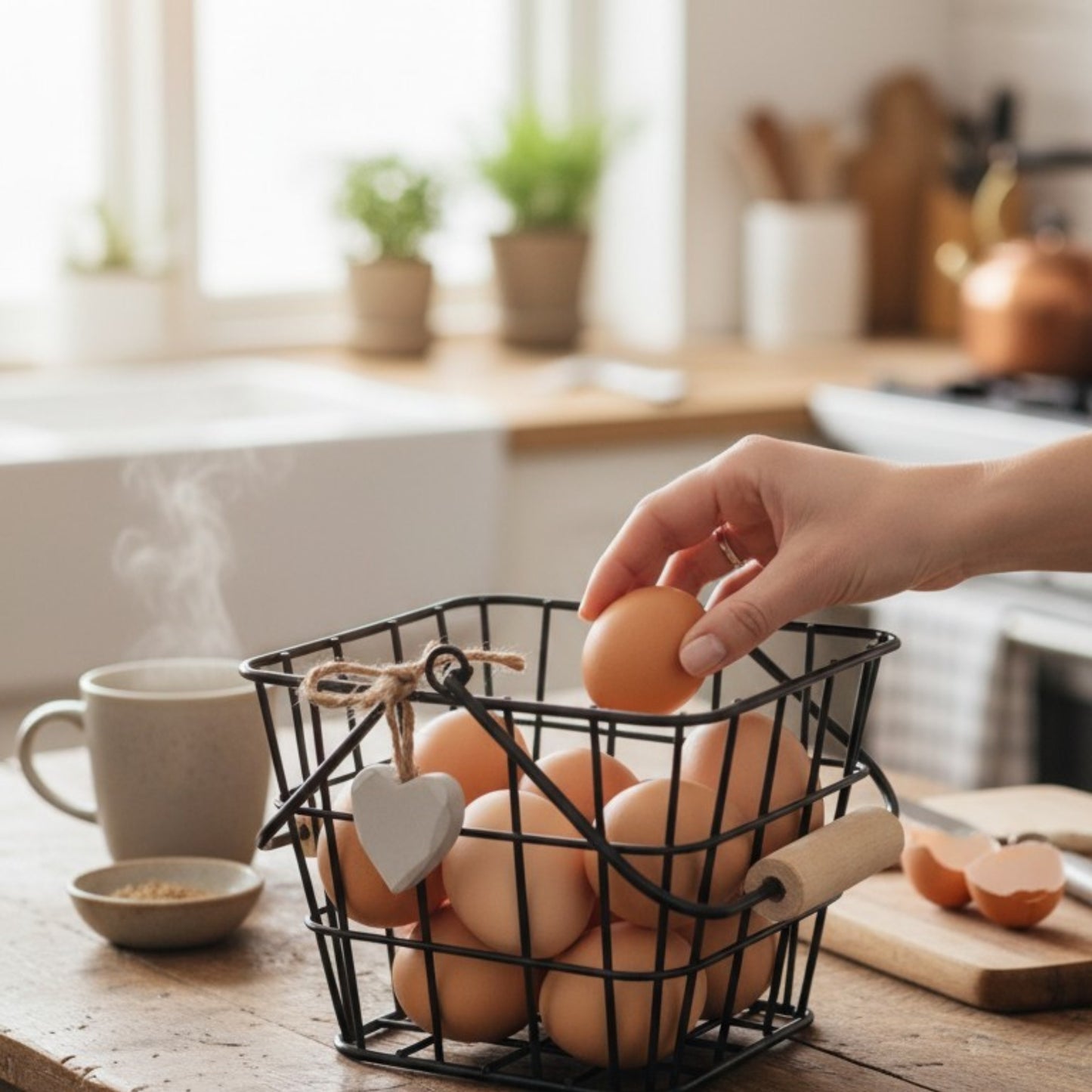 Heart Charm Wire Egg Basket