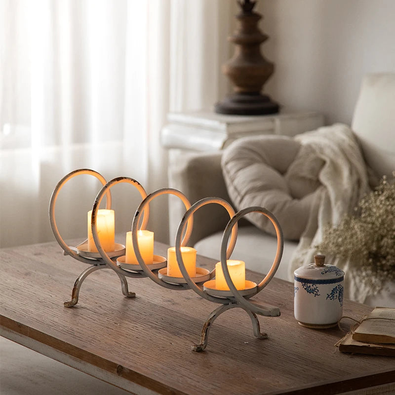 Vintage Loop Iron Candle Holder – 4-Tier Votive Stand