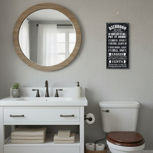 Humorous Toilet Rules Hanging Sign – Assorted Designs
