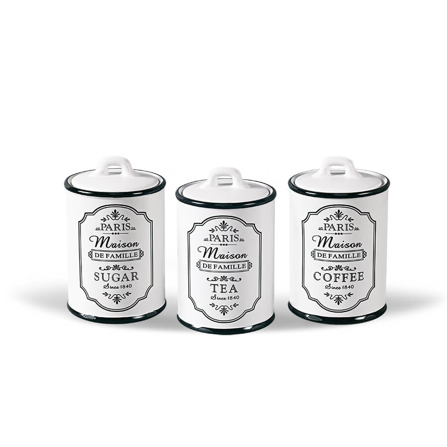 Paris Maison Canister Set – Sugar, Tea & Coffee