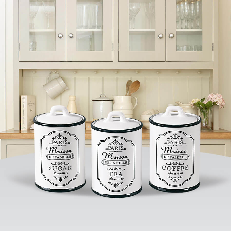 Paris Maison Canister Set – Sugar, Tea & Coffee
