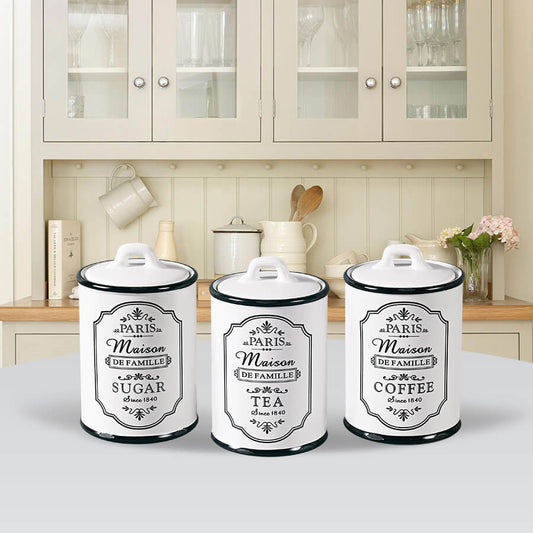 Paris Maison Canister Set – Sugar, Tea & Coffee
