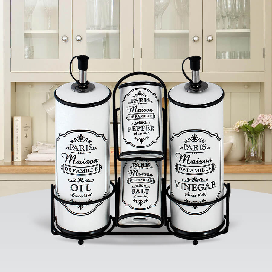 Paris Maison Oil, Vinegar, Salt & Pepper Set