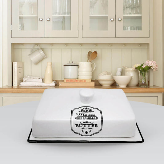 Paris Maison Butter Dish – White Enamel