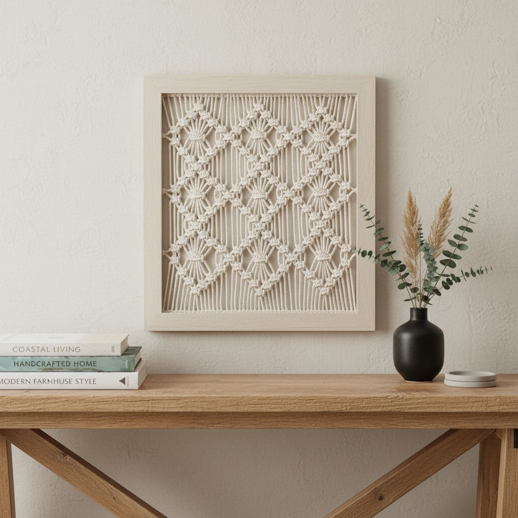 Macrame Wall Art in Wooden Frame