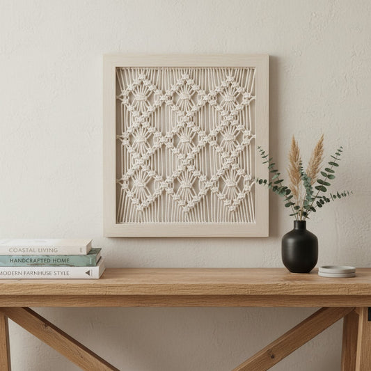 Macrame Wall Art in Wooden Frame