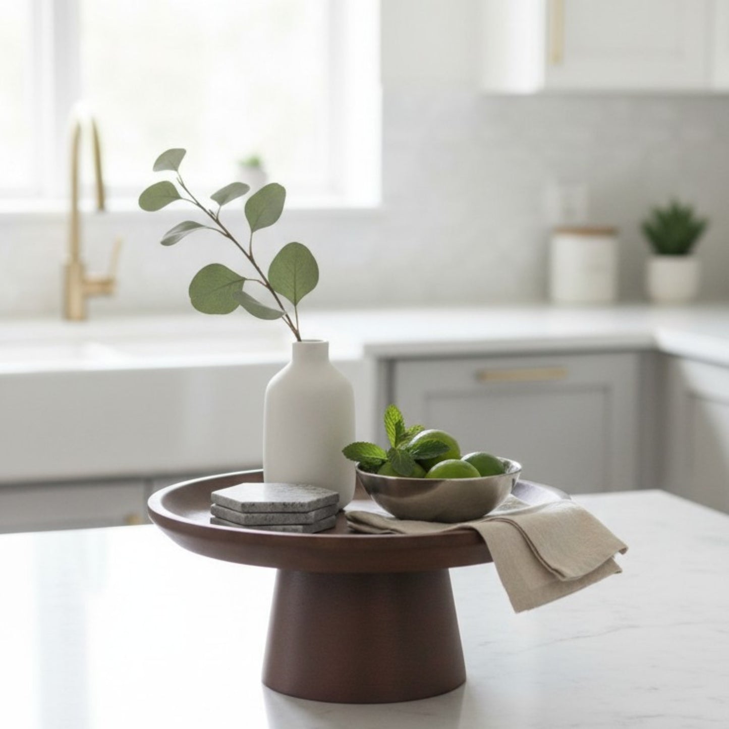 Minimalist Dark Wood Display Pedestal Stand