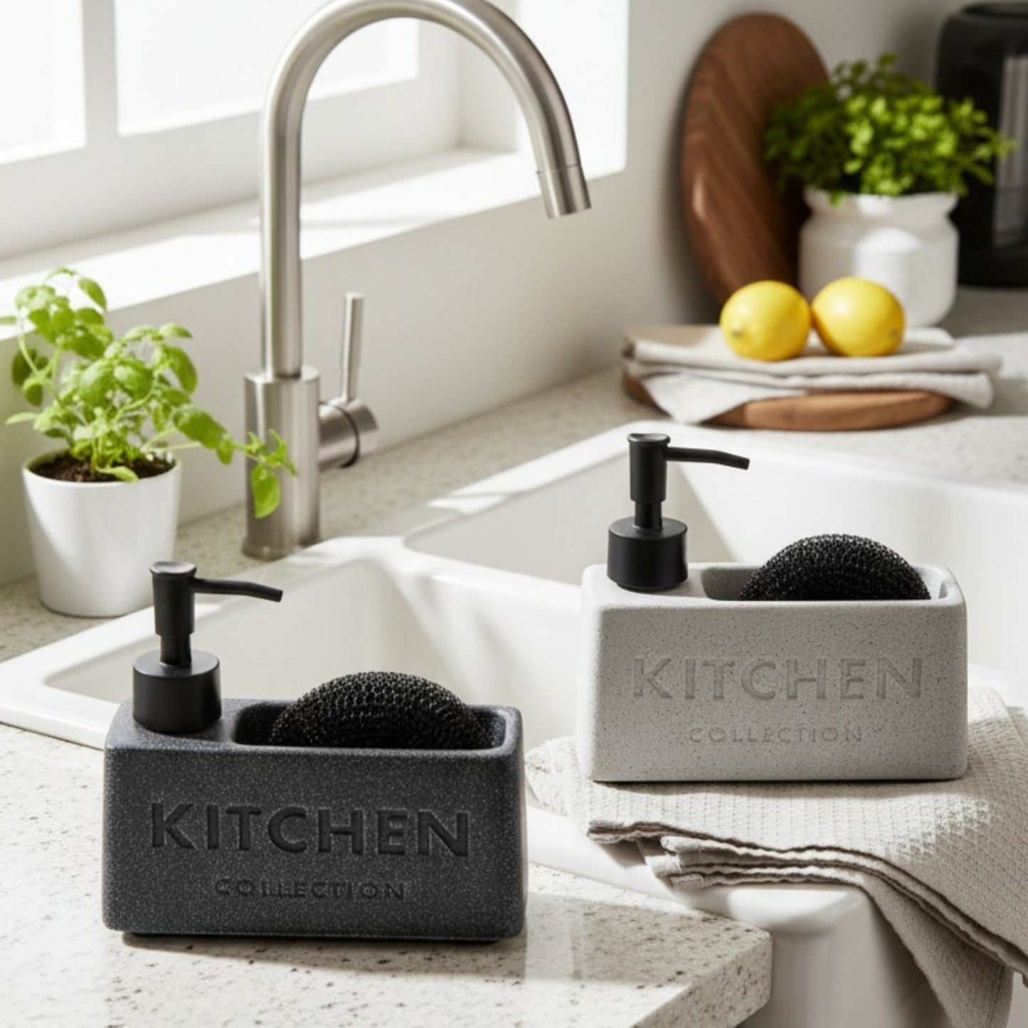 Modern Kitchen Soap & Scrubber Set