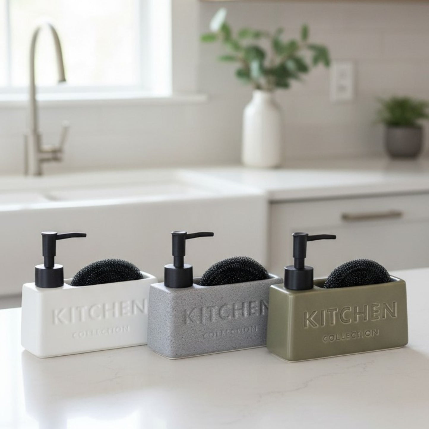 Modern Kitchen Soap & Scrubber Set