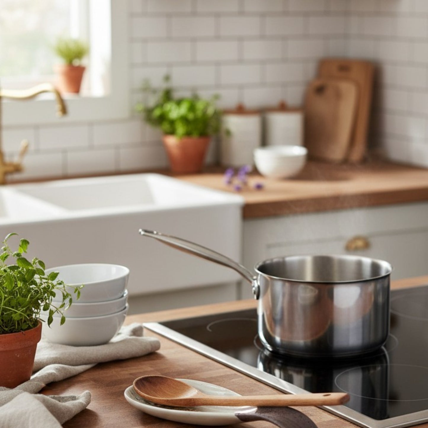 Olive-Brown Spoon Rest with Ribbed Finish