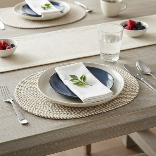 Oval Placemats – Beige & White Zigzag Placemat