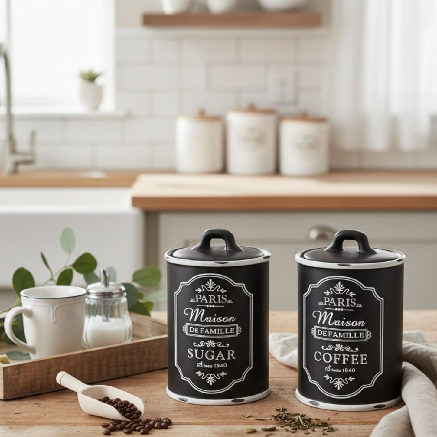 Paris Maison Canister Set – Sugar, Tea & Coffee