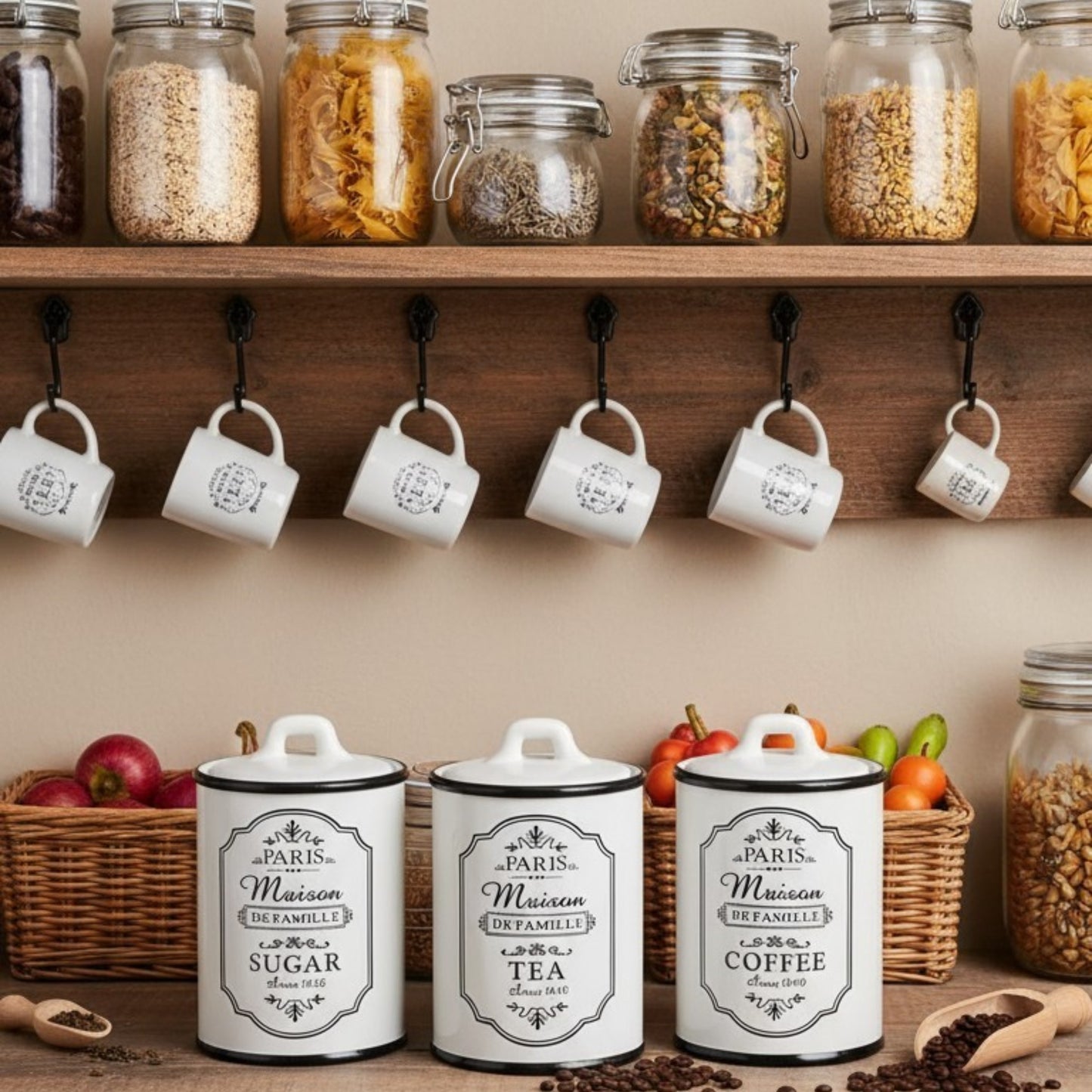 Paris Maison Canister Set – Sugar, Tea & Coffee