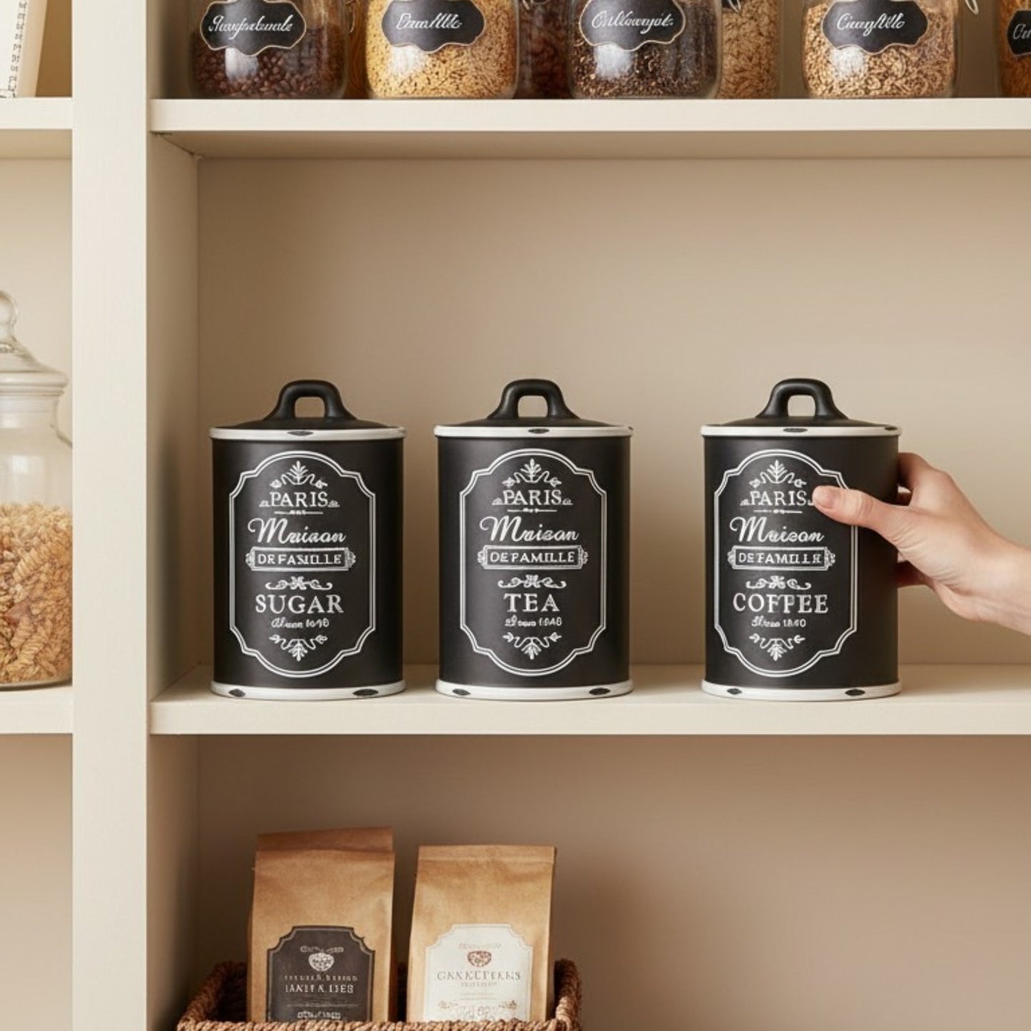 Paris Maison Canister Set – Sugar, Tea & Coffee