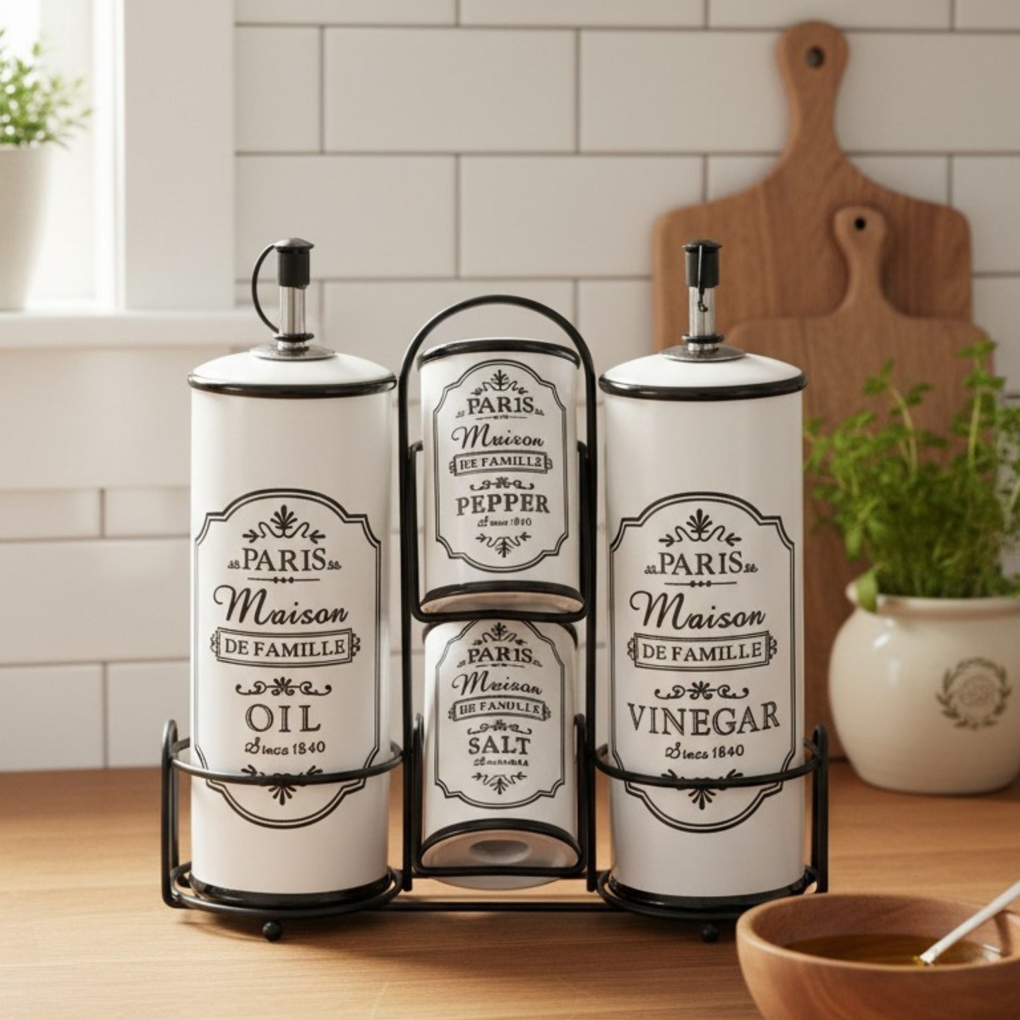 Paris Maison Oil, Vinegar, Salt & Pepper Set