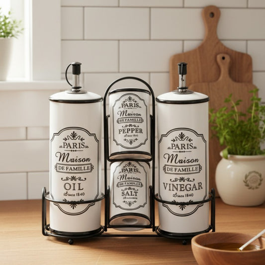 Paris Maison Oil, Vinegar, Salt & Pepper Set