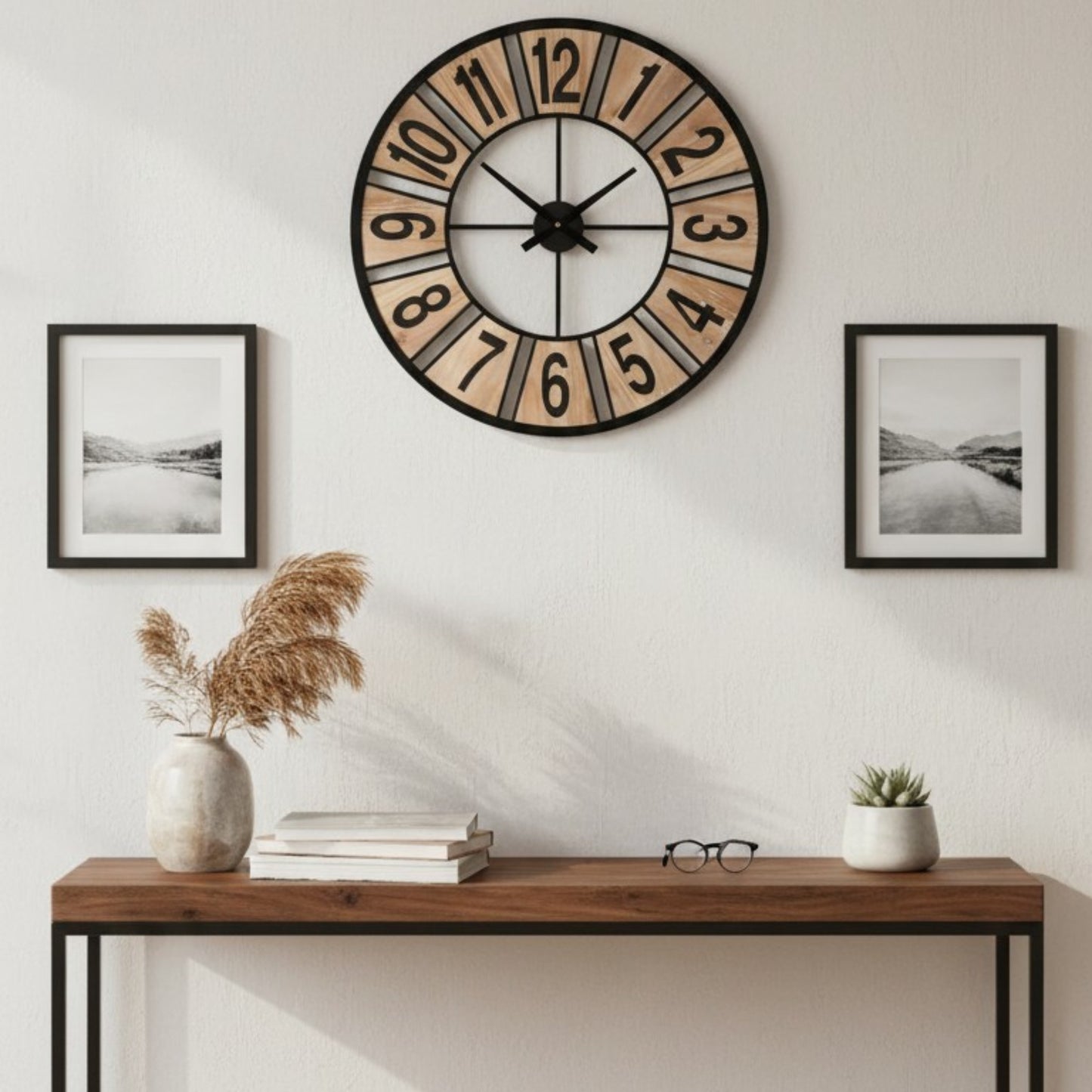 Modern Rustic Wall Clock – 80cm