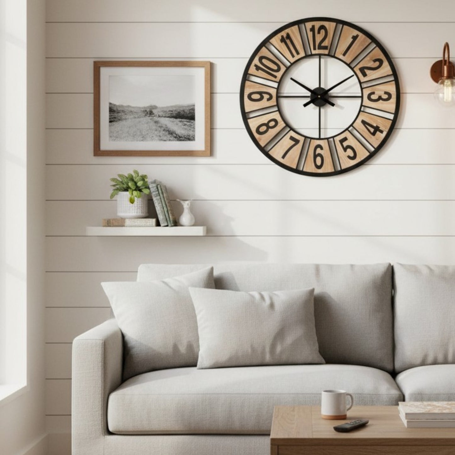 Modern Rustic Wall Clock – 80cm