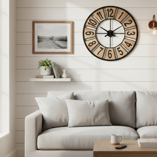 Modern Rustic Wall Clock – 80cm