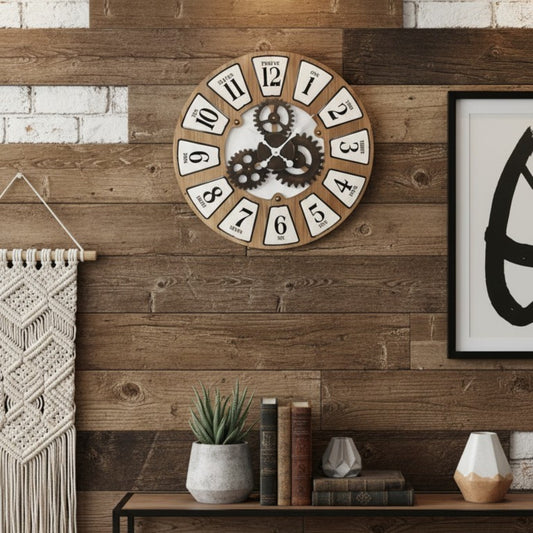 Rustic Gear Wall Clock - 80cm