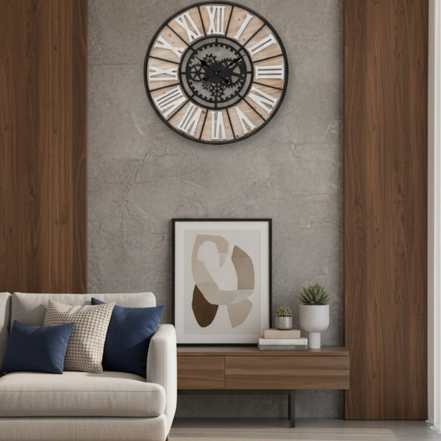 Roman Gear Wall Clock – 80cm