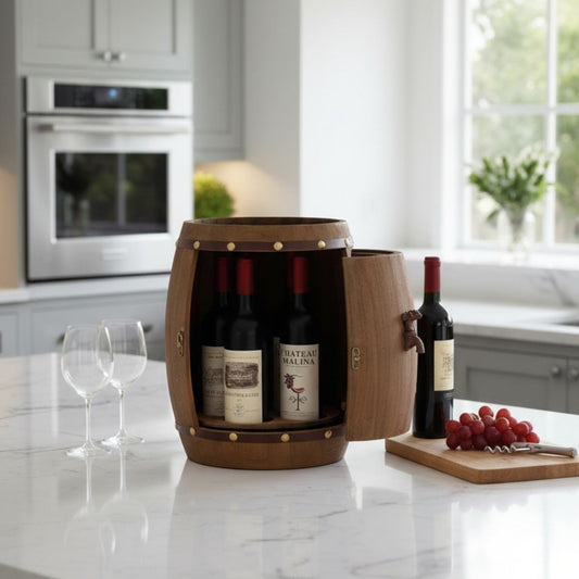 Rotating Wooden Barrel Wine Rack