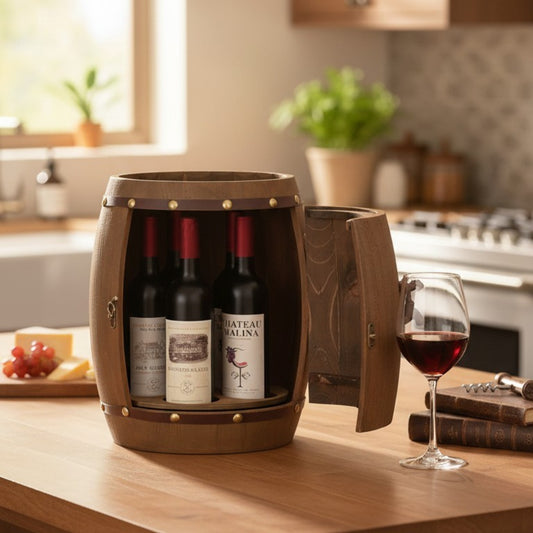Rotating Wooden Barrel Wine Rack
