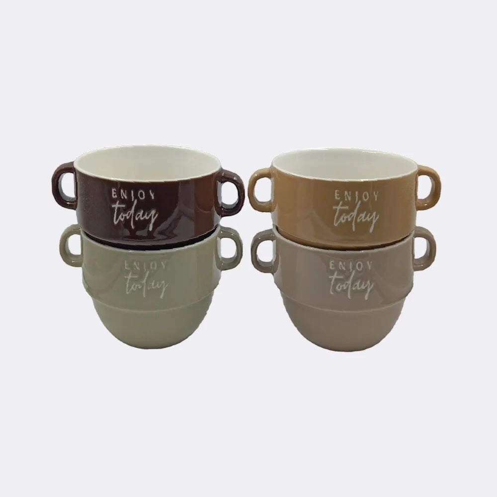 Double Handle Ceramic Soup Bowl