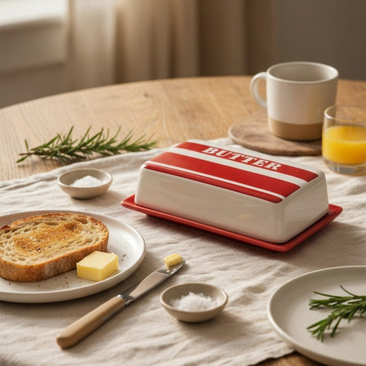 Striped Ceramic Butter Dish