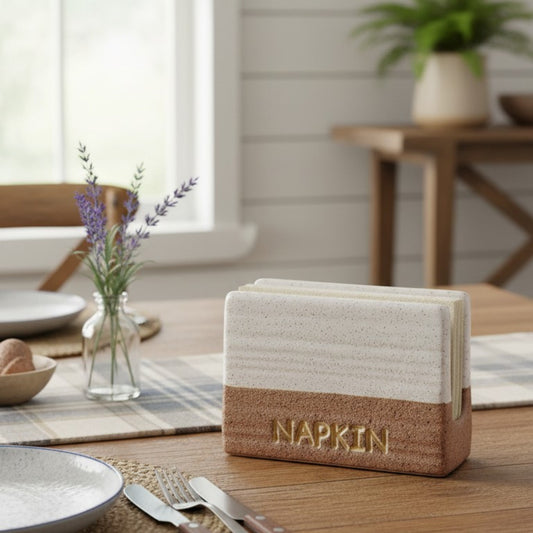 Two-Tone Ceramic Napkin Holder