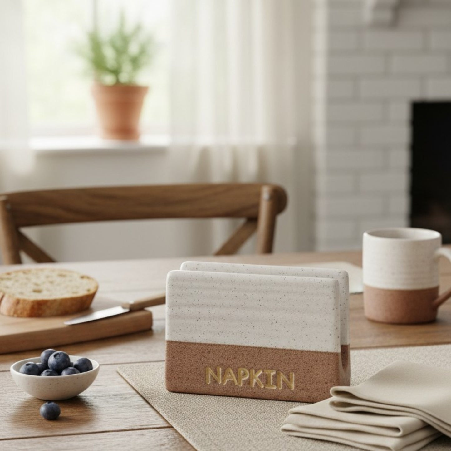 Two-Tone Ceramic Napkin Holder