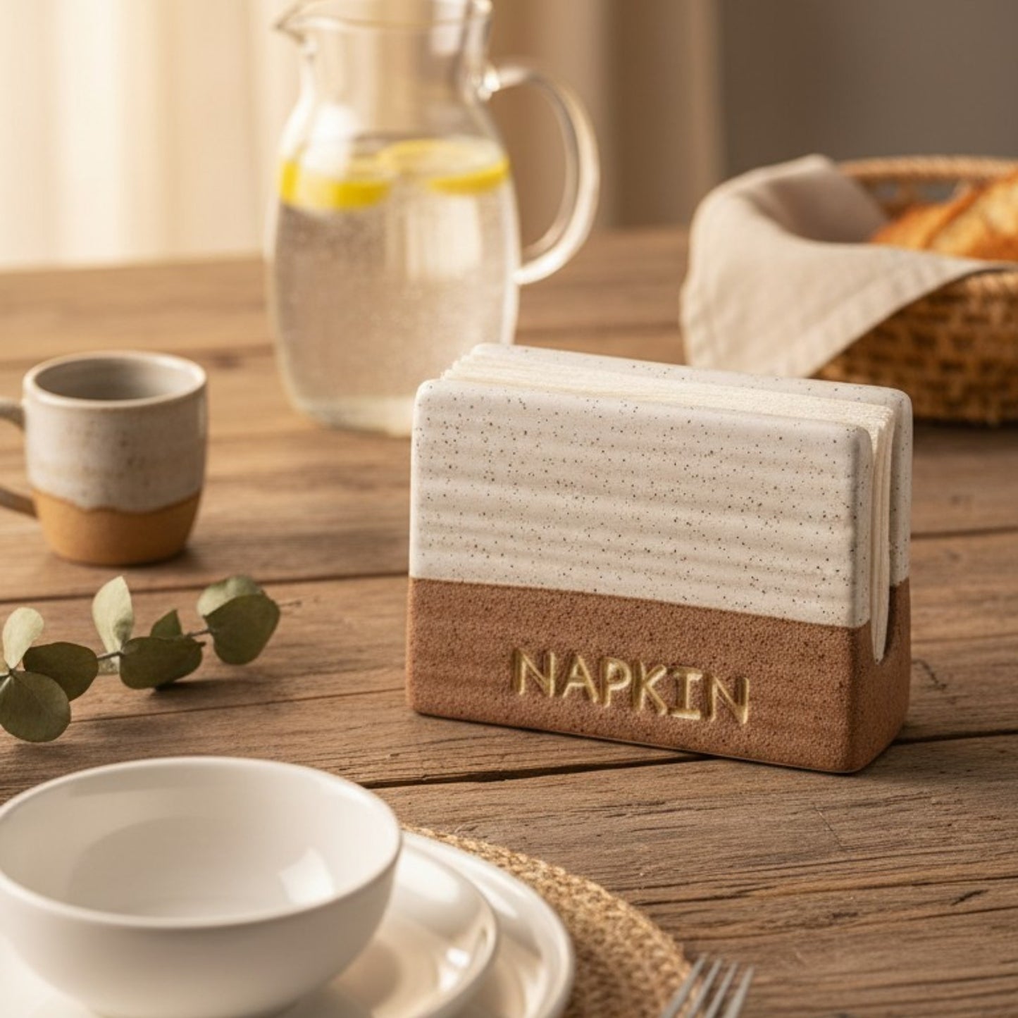 Two-Tone Ceramic Napkin Holder