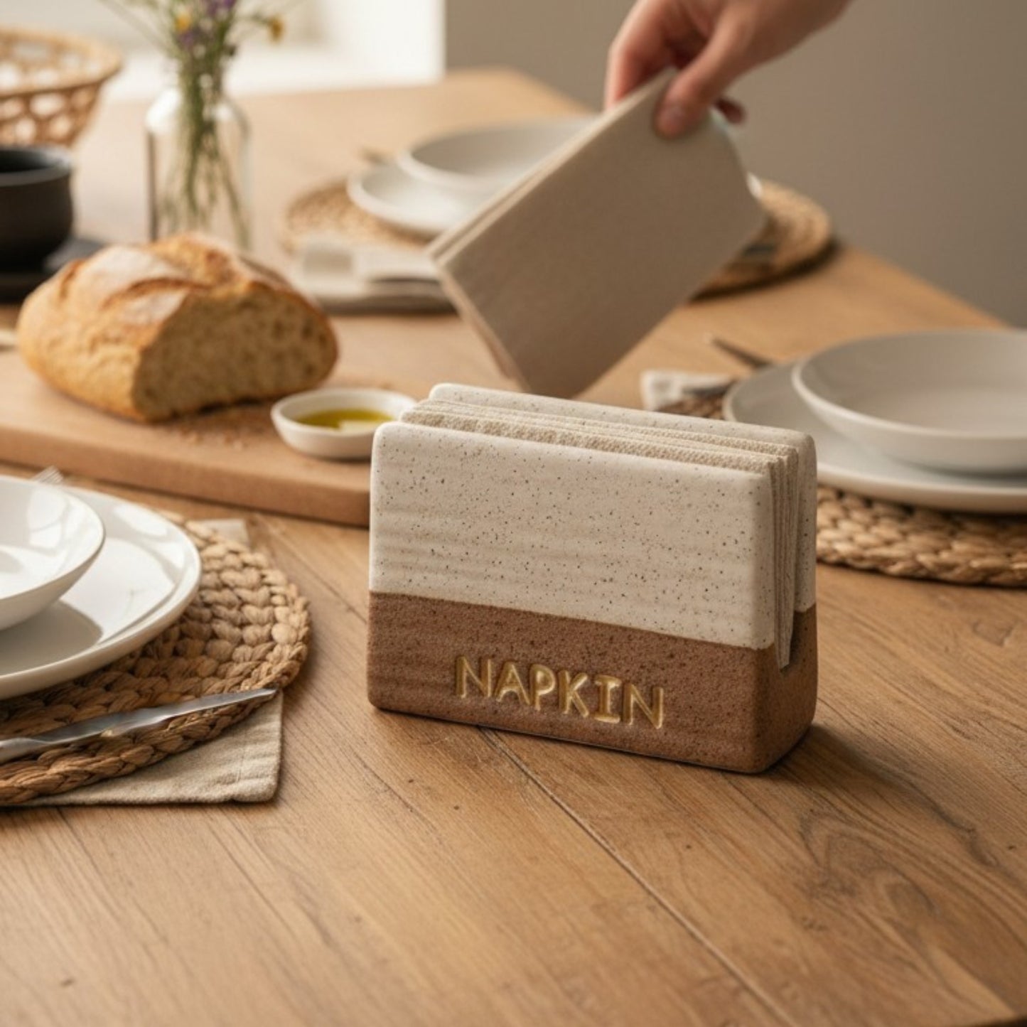 Two-Tone Ceramic Napkin Holder