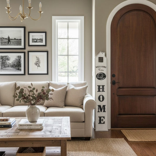 Vertical House-Shaped Home Welcome Sign
