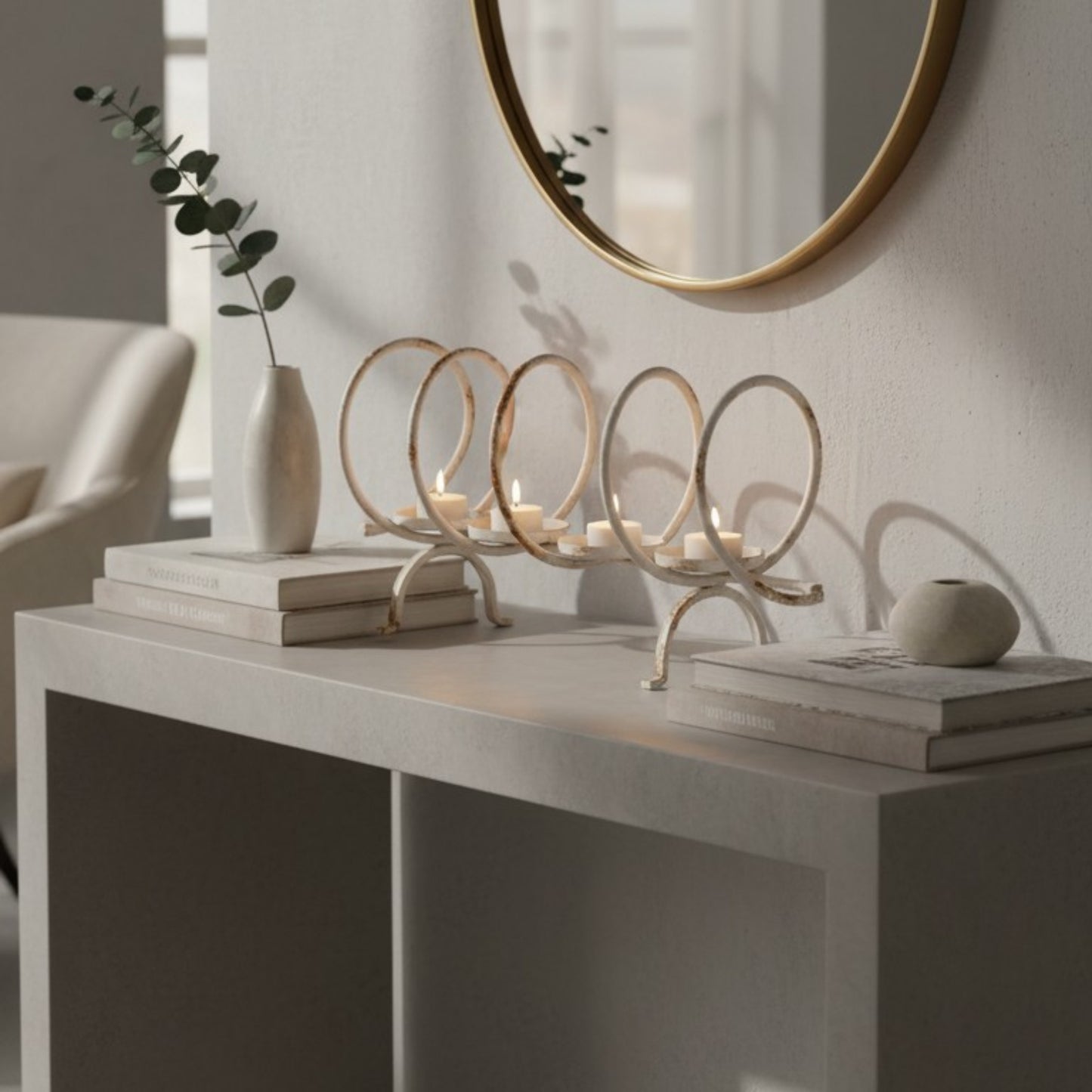 Vintage Loop Iron Candle Holder – 4-Tier Votive Stand