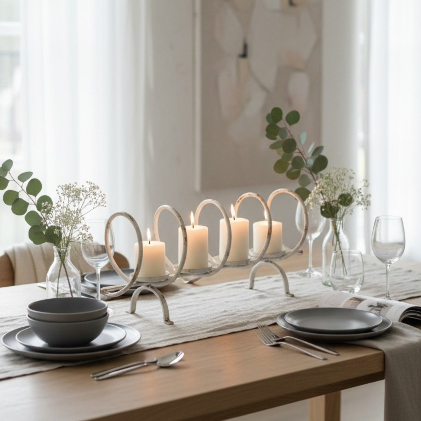 Vintage Loop Iron Candle Holder – 4-Tier Votive Stand