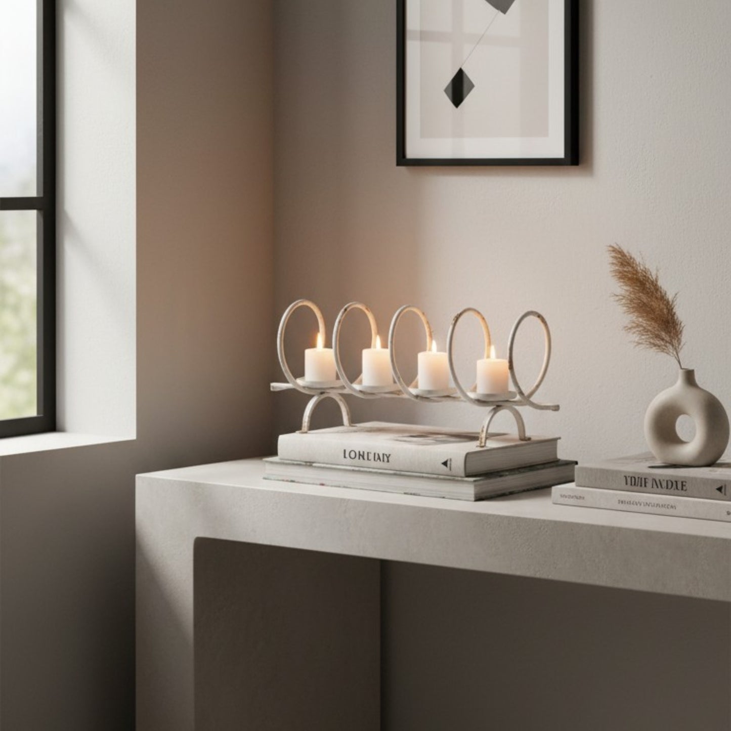 Vintage Loop Iron Candle Holder – 4-Tier Votive Stand