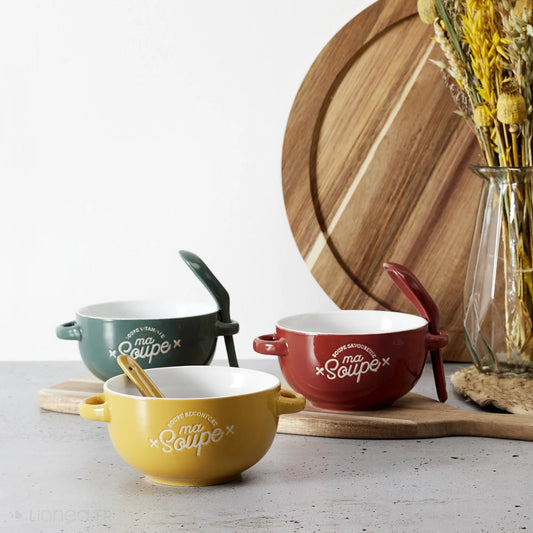 Double Handle Ceramic Soup Bowl