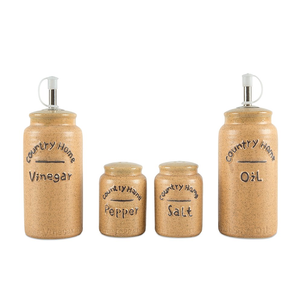 Country Home Oil, Vinegar, Salt & Pepper Set