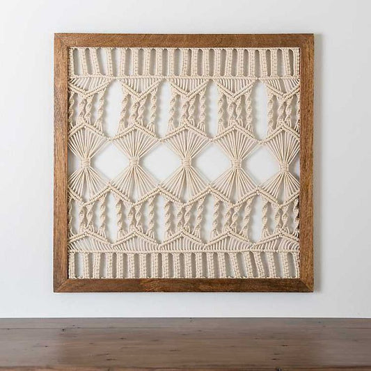 Macrame Wall Art in Wooden Frame