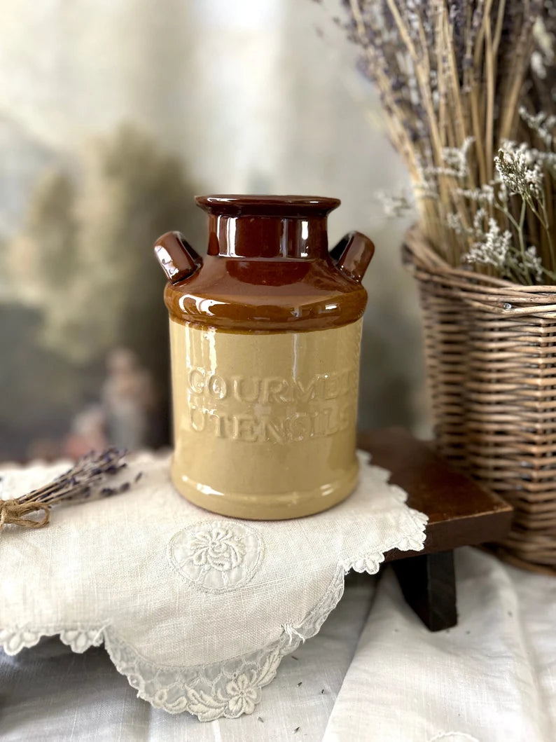 Rustic Ceramic Jug Vase with "HOME" Inscription