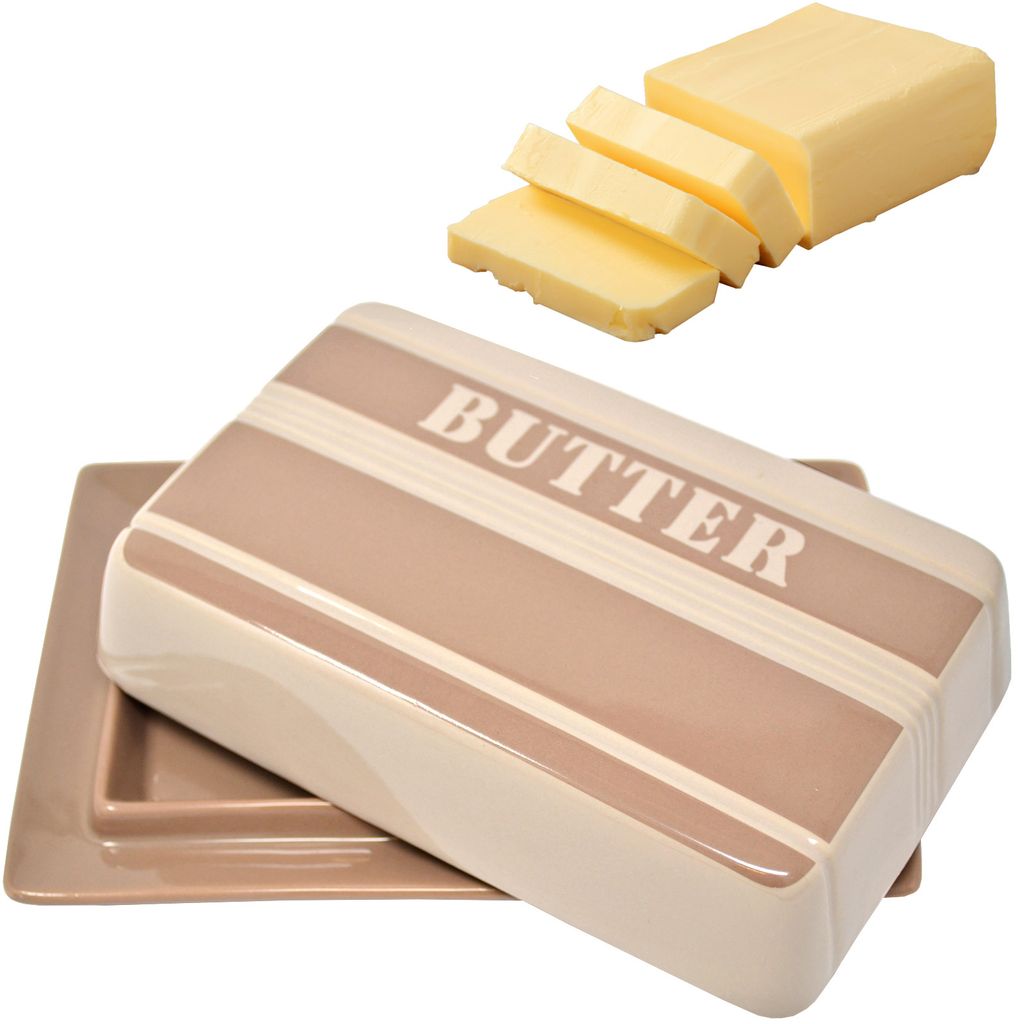 Striped Ceramic Butter Dish
