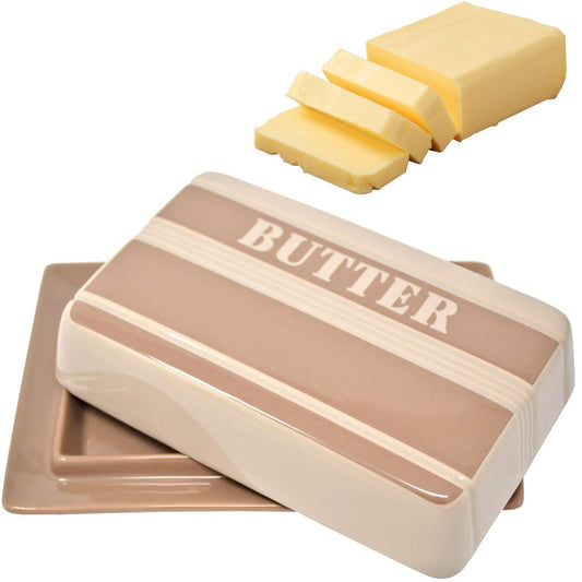 Striped Ceramic Butter Dish