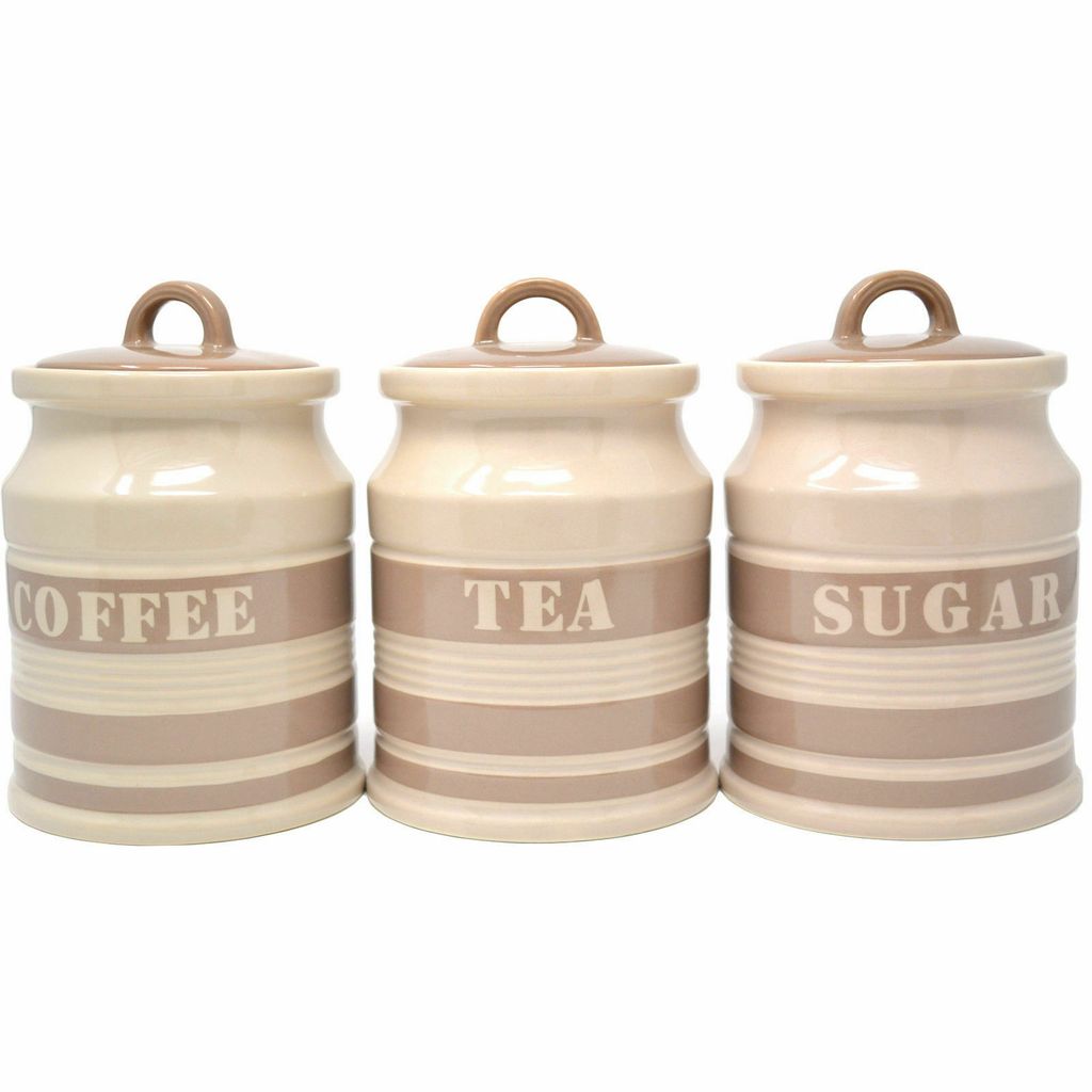 Ceramic Canister Set – Coffee, Tea & Sugar
