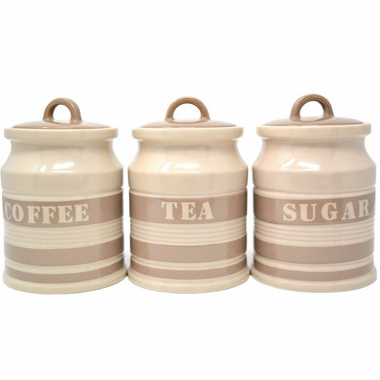 Ceramic Canister Set – Coffee, Tea & Sugar